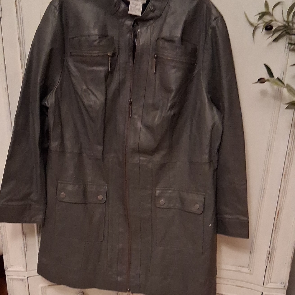 Jessica London Charcoal Leather Jacket